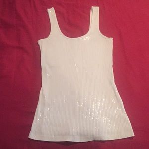 Express white sequined tank top